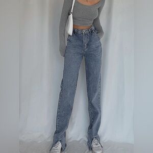 NEW Commense Classic Straight Leg Jeans Split Hem Blue sz Medium